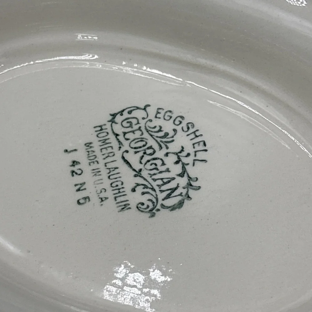 Homer Laughlin GEORGIAN  EGGSHELL Roses Covered Casserole + Oval Serving Bowl